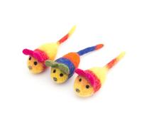 Glaciart One Wool Mouse Cat Toy - 3 Pcs | Soft Fuzzy Enrichment 100% Natural Wool - Interactive Catnip Play Cat Toy Set - Safe for Pets, Non-AZO Colored Dyes