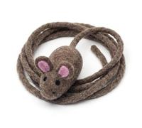Glaciart One XXL Felt Mouse Cat Toy - 6” Body + 98” Tail - Large Cat Enrichment Toy - 100% Natural Wool with Catnip - Interactive Teaser for Big Cats - Safe Non-AZO Dyes