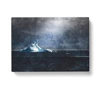 Glacier And Iceberg In Antarctica Painting Modern Art Canvas Wall Art Print Ready to Hang, Framed Picture for Living Room Bedroom Home Office Décor, 60x40 cm (24x16 Inch)