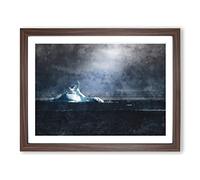 Glacier And Iceberg In Antarctica Painting Modern Art Framed Wall Art Print, Ready to Hang Picture for Living Room Bedroom Home Office Décor, Walnut A2 (64 x 46 cm)
