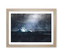 Glacier And Iceberg In Antarctica Painting Modern Art Framed Wall Art Print, Ready to Hang Picture for Living Room Bedroom Home Office Décor, Oak A4 (34 x 25 cm)