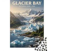 Glacier Bay National Park Poster 1000 Piece Jigsaw Puzzle, Historic Square Architecture, Premium Paper Puzzle, Decorative Artwork for Travel Lovers, Paper Board, 38x26cm/1000pcs