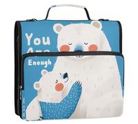 Glacier Bear Blue 1.5-Inch 3-Rings Organizer Binder with Handle and Removable Shoulder Strap Multi-Pocket Zippered Portfolio for School and Office