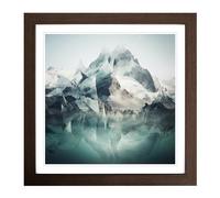 Glacier Double Exposure Framed Print | 18x18 Inch Walnut Framed Wall Art | Ready to Hang | Modern Landscape Picture | Living Room Bedroom Lounge Office