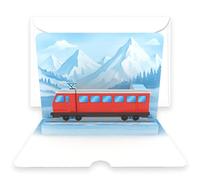Glacier Express Pop-Up Card - 3D Voucher Card & Gift Packaging for Train Travel Switzerland & Alps, Travel Voucher for Men, Women & Couples, Holiday Card & Money Gift Mountain Travel