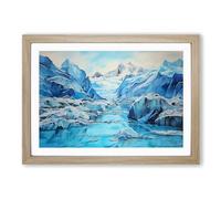 Glacier Expressionism Framed Print | A2 Oak Framed Wall Art | Ready to Hang | Eclectic Landscape Picture | Living Room Bedroom Lounge Office