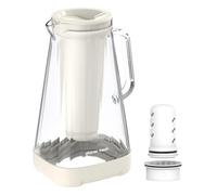 GLACIER FRESH Glass Water Filter, 2.5L, with 1.6X Flow Rate Upgraded Ultrafiltration Membrane and Activated Carbon Filter, Reduces 99% Chlorine, PFOA&PFOS, Coliforms, White