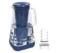 GLACIER FRESH Glass Water Filter Jug, 2.5L, with 1.6X Flow Rate Upgraded Ultrafiltration Membrane and Activated Carbon Filter, Reduces 99% Chlorine, PFOA&PFOS, Coliforms, Blue
