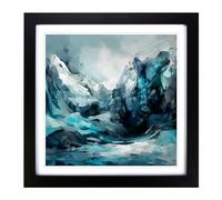 Glacier Gestural Art No.6 Framed Wall Art Print, Ready to Hang Picture for Living Room Bedroom Home Office, Black 18 x 18 Inch (45 x 45 cm)