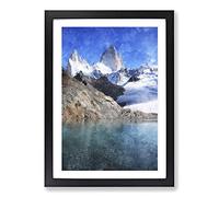 Glacier in Argentina Painting Framed Print | A2 Black Framed Wall Art | Ready to Hang | Modern Landscape Picture | Living Room Bedroom Lounge Office