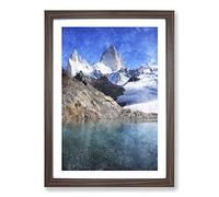 Glacier in Argentina Painting Framed Print | A2 Walnut Framed Wall Art | Ready to Hang | Modern Landscape Picture | Living Room Bedroom Lounge Office