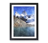 Glacier In Argentina Painting Modern Framed Print | A4 Black Framed Wall Art | Ready to Hang | Modern Landscape Picture | Living Room Bedroom Lounge Office