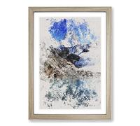 Glacier in Argentina Watercolour Framed Print | A2 Oak Framed Wall Art | Ready to Hang | Modern Landscape Picture | Living Room Bedroom Lounge Office