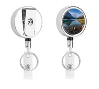 Glacier National Park Badge Reel Retractable Work Badge Holder 24.4" Cord & 360° Swivel Alligator Clip Stainless Steel Heavy Duty Id Name Tag Holder for Nurses Doctors Teachers Office Workers
