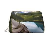 Glacier National Park Leather Hand-Held Zipper Makeup Bag Storage Bag for Miscellaneous Items Pen Case
