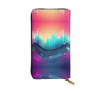 Glacier National Park Leather Wallet for Women and Men, Large Wallet with 12 Card Slots, Passport Wallet, Cool Music Sound Wave, One Size