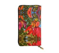 Glacier National Park Leather Wallets for Women Man, Wallets Large Billfold with 12 Card Slots,Wallet Passport wallet, Fall Red Leaves And Fruits, One Size