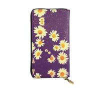Glacier National Park Leather Wallets for Women Man, Wallets Large Billfold with 12 Card Slots,Wallet Passport wallet, Daisy Purple Flowers, One Size
