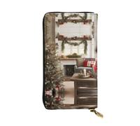 Glacier National Park Leather Wallets for Women Man, Wallets Large Billfold with 12 Card Slots,Wallet Passport wallet, Farmhouse Christmas Parrern, One Size