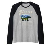 Glacier National Park Montana Moose Hiking Camping Souvenir Raglan Baseball Tee