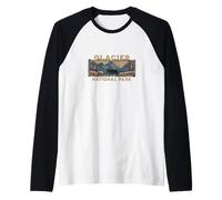 Glacier National Park Montana Mountains Lake Moose Souvenir Raglan Baseball Tee