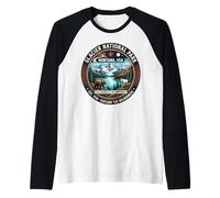 Glacier National Park Montana USA Explore Wilderness Emblem Raglan Baseball Tee