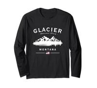 Glacier National Park Montana USA Mountains American Flag Long Sleeve T-Shirt