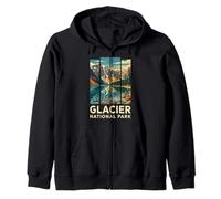 Glacier National Park Mountain Lake Reflection Zip Hoodie