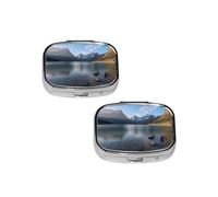 Glacier National Park Pill Box 2 Compartment Medicine Pill Case,Travel Pill Organizer, Small Metal Pill Case Portable Pill Box, Perfects Gift for Anyone in Need