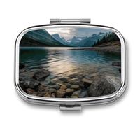 Glacier National Park Pill Box for Pocket Square Pill Box 2 Compartment Decorative Portable Travel Pill Holder Tablet Vitamin Organizer Mini Pill Case
