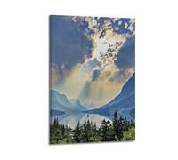 Glacier National Park Poster Instant Wall Art Landscape with Lake And Mountain Wall Art Vertical Colorful Nature Print Canvas Wall Art For Room Decor Poster Decorative Painting Canvas Wall Posters And