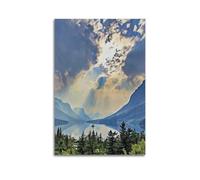 Glacier National Park Poster Instant Wall Art Landscape with Lake And Mountain Wall Art Vertical Colorful Nature Print Canvas Wall Art For Room Decor Poster Decorative Painting Canvas Wall Posters And