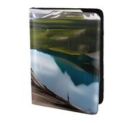 Glacier National Park Print 5.5in Passport Travel Document Wallet Case Stylish Secure Men Women For Travelers, Black, One Size