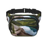 Glacier National Park Print Fashion Waist Packs Square Layer Waist Bag Black Belt Bag with Adjustable Strap, Black, One Size