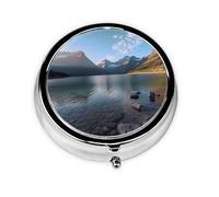 Glacier National Park Print Pill Box for Pocket Round Pill Box 3 Compartment Decorative Portable Travel Pill Holder Tablet Vitamin Organizer Mini Pill Case(2pcs)