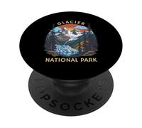 Glacier National Park Retro Sunset Mountain PopSockets Adhesive PopGrip
