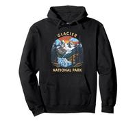 Glacier National Park Retro Sunset Mountain Pullover Hoodie