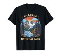 Glacier National Park Retro Sunset Mountain T-Shirt