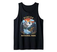 Glacier National Park Retro Sunset Mountain Tank Top