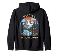 Glacier National Park Retro Sunset Mountain Zip Hoodie