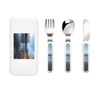 Glacier National Park Three-Piece Set of Children's Cutlery-Safe and Durable Plastic Pp+430 Stainless Steel, Suitable for Kindergartens, Picnics, Birthday Parties and Other Scenes.