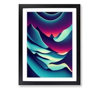 Glacier Neon Framed Print | A2 Black Framed Wall Art | Ready to Hang | Modern Landscape Picture | Living Room Bedroom Lounge Office