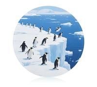 Glacier Penguins Cutting Board with Non-Slip Feet Large Round Butcher Block Sturdy Tempered Glass Chopping Board Scratch Resistant Chopping Block for Kitchen Outdoor