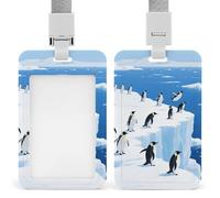 Glacier Penguins ID Badge Holder, Retractable Badge Reel, Vertical Card Name Tag Holder with Breakaway Lanyard, ID Cards Holders for Nurse Nursing Doctor Teacher
