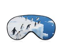 Glacier Penguins Sleep Mask for Women Men, Soft Eye Mask with Adjustable Strap for Sleeping, Light Blocking Travel Blindfold for Nap Comfortable Eye Cover for Home Office