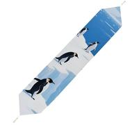 Glacier Penguins Table Runner for Dining Table, Short Plush Runners Washable & Durable Tablerunner Modern Home Decor for Wedding, Kitchen, Holiday 178*33cm