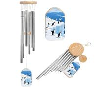 Glacier Penguins Wind Chimes for Outside Memorial Wind Chimes Outdoor Windchime with 6 Tuned Aluminum Tubes Sympathy Windchimes Elegant Outdoor Ornament for Garden, Patio, Porch