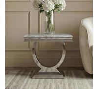 Glacier Side Table - Square - Grey Marble & Chrome