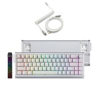 Glacier Skyloong GK68HE Aluminum Case, Wired Detachable USB-C, Hot Swappable, Volume Knob, Side Print Keycaps, Hall Effect, Magnetic Keyboard (Contour Line/White, Premium Aviator Cable)