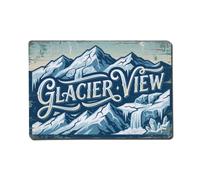 Glacier View Mountain Sign Metal Tin Sign